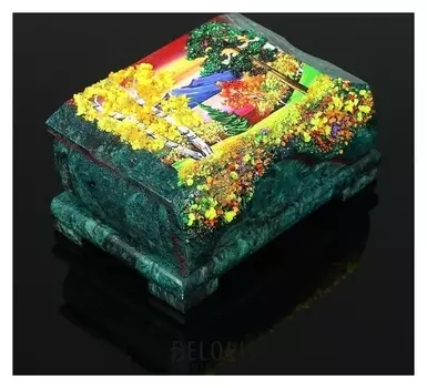 Ларец "Осень" 15х10х7 см, каменная крошка, змеевик