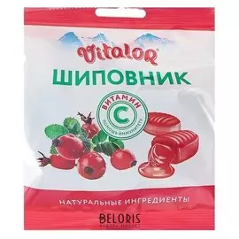 Леденцовая карамель «Виталор» шиповник с витамином С, 60 г.