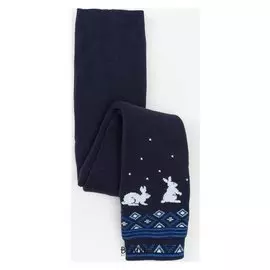 Леггинсы детские махровые «Орнамент с зайцами», цвет тёмно-синий, рост 98-104