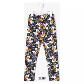 Леггинсы для девочки «Единорожки», чёрный, рост 104 см