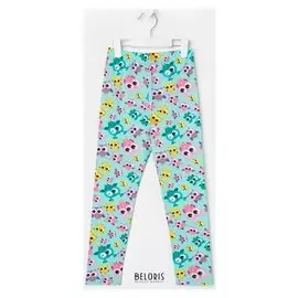 Леггинсы для девочки «Совушки», голубой, рост 110 см