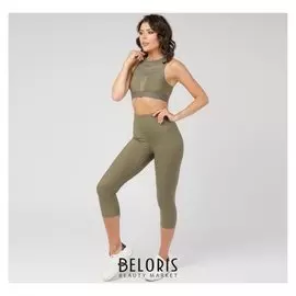 Леггинсы женские спортивные, цвет хаки, размер 48-50 (L)