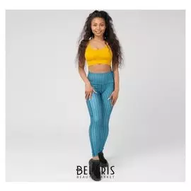 Леггинсы женские спортивные, цвет синий/белый, размер 48-50 (L)