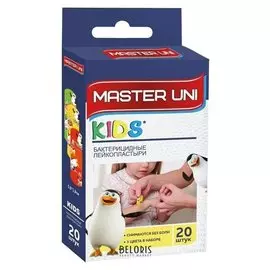 Лейкопластырь Master Uni Kids на полимерной основе с рисунками 20 шт