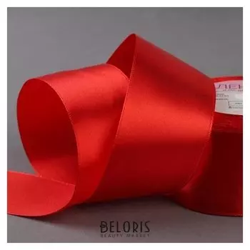 Лента атласная, 50 мм × 23 ± 1 м, цвет красный №26