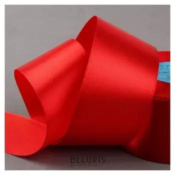 Лента атласная, 50 мм × 33 ± 2 м, цвет красный №026