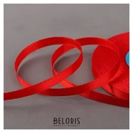 Лента атласная, 6 мм × 33 ± 2 м, цвет красный №026