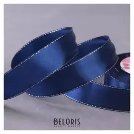 Лента атласная «Серебряные нити», 25 мм × 23 ± 1 м, цвет синий №038