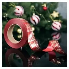 Лента декоративная металлизированная, красно-бордово-золотой, 3 см х 50 м