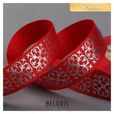 Лента репсовая с тиснением «Крестовина», 25 мм, 18 ± 1 м, цвет красный