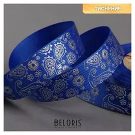 Лента репсовая с тиснением «Огурцы», 25 мм, 18 ± 1 м, цвет синий