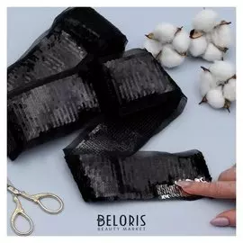 Лента с пайетками, двусторонняя, 5 см, 4,5 ± 0,5 м, цвет чёрный/серебряный