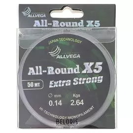 Леска Allvega All-round X5 0,14 мм, 50 м