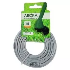 Леска для триммера, с металлической крошкой, D=2.4 мм, 15 м, сечение квадрат