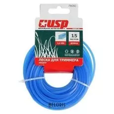 Леска для триммера USP 78050, сечение квадрат, D=2.4 мм, 15 м, нейлон
