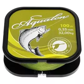 Леска плетёная Aqua Aqualon Olive, D=0,35 мм, 100 м, нагрузка 32,0 кг