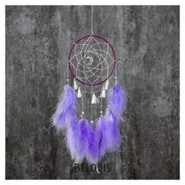 Ловец снов "Кисточки с сиреневыми пёрышками" 40х15 см