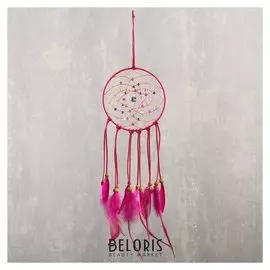 Ловец снов "Паутинка с самоцветами" яркие перья 37х13 см