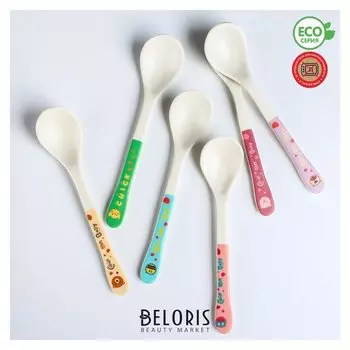 Ложка детская «Мишка», для кормления из бамбука