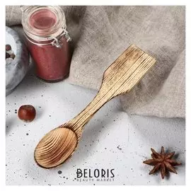 Ложка-лопатка деревянная, обожженная, 16х4 см, массив ясеня