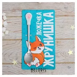 Ложка на открытке лапка «Жрунишка», 10 х 18 см