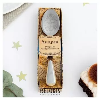 Ложка с гравировкой чайная "Андрей" в подарочной коробке