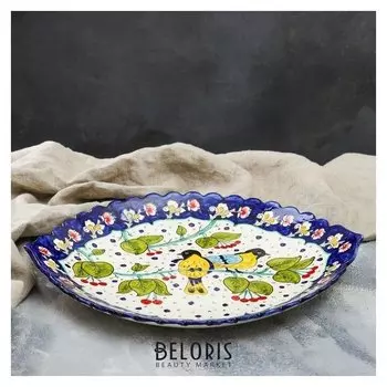 Ляган «Пара птичек» в форме листка, 41 см