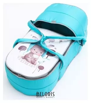 Люлька-переноска "Акварель" зайчик, цвет бирюзовый