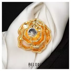 Магнит для платка "Цветок" розы, цвет белый в золоте