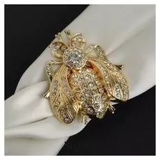 Магнит для платка "Муха" оливер, цвет белый в золоте