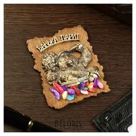 Магнит "Медведь банщик", дерево, гипс, 7х9 см