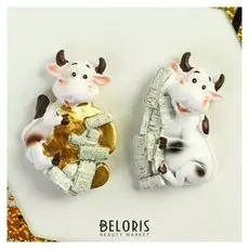 Магнит полистоун "Бычок с евро/долларами" 1,8х6,3х4 см