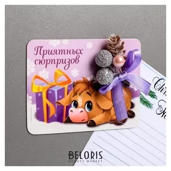 Магнит с экодекором «Приятных сюрпризов»
