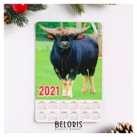 Магнит с календарем "Символ года 2021-3", 120 х 180 мм