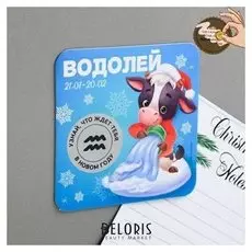 Магнит со скретч-слоем «Водолей», 8 х 8 см