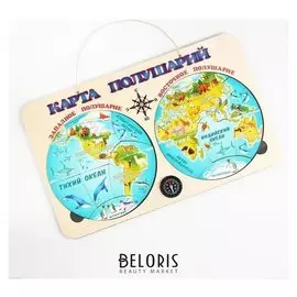 Магнитная карта полушарий, западное и восточное полушарие