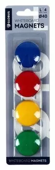 Магниты для досок Globus, 4 шт., 40 мм, 4 цвета