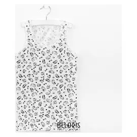 Майка для девочки, цвет белый-набивка, рост 140-146 см (10-11)