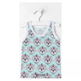 Майка для девочки, цвет бирюзовый/собачки, рост 92 см