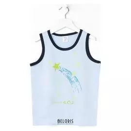 Майка для мальчика, цвет голубой, рост 128-134 см