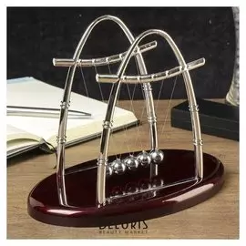 Маятник ньютона на овальной подставке, средний, цвет бордовый