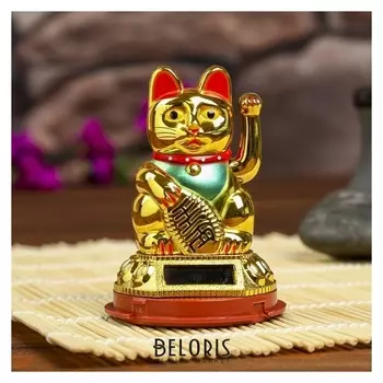 Маятник от солнечной батареи "Манэки-нэко золотой" 9,5х6,5х6,5 см