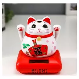 Маятник пластик от солнечной батареи "Кот манэки-нэко" белый 8,5х7х7 см