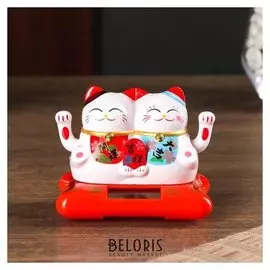 Маятник пластик от солнечной батареи "Парочка котов манэки-нэко с пожеланием" 6,5х8,5х5,5 см 50183