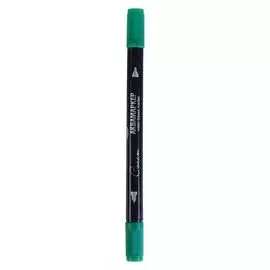 Маркер акварельный «Сонет», двусторонний: пулевидный/кисть, водная основа, изумрудный тёмный