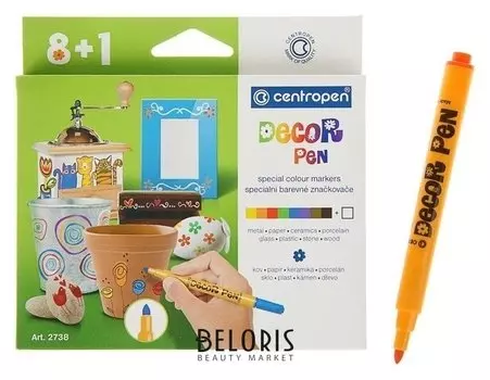 Маркер Centropen для декора, набор 9 цветов, 1.5 мм, круглый