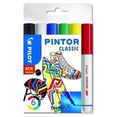 Маркер для декора набор 6цв Pilot Pintor Classic перман. 2.9мм, пл/уп Pintor-regular-f-s6_