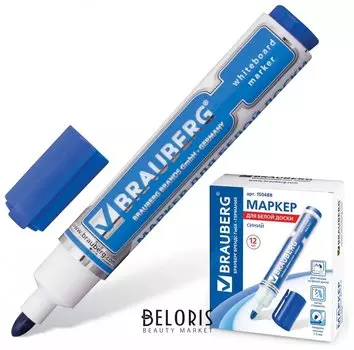 Маркер для доски Brauberg "Neo", синий, с клипом, круглый наконечник, 5 мм