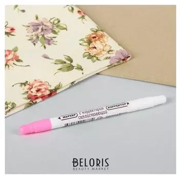 Маркер для ткани, самоисчезающий, с корректором, цвет розовый