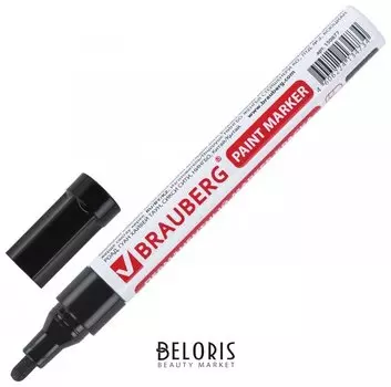 Маркер-краска лаковый (Paint Marker) 4 мм, черный, без ксилола (без запаха), алюминий, Brauberg Professional
